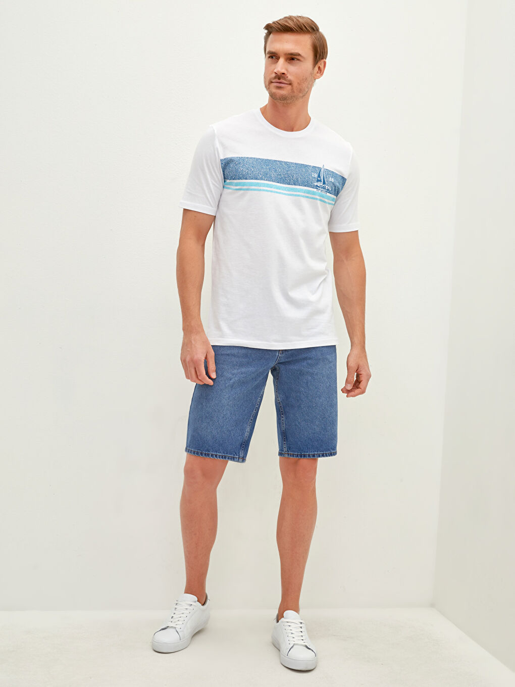 Футболка для чоловіків з круглим вирізом, коротким рукавом, з принтом, з чесаної бавовни-1