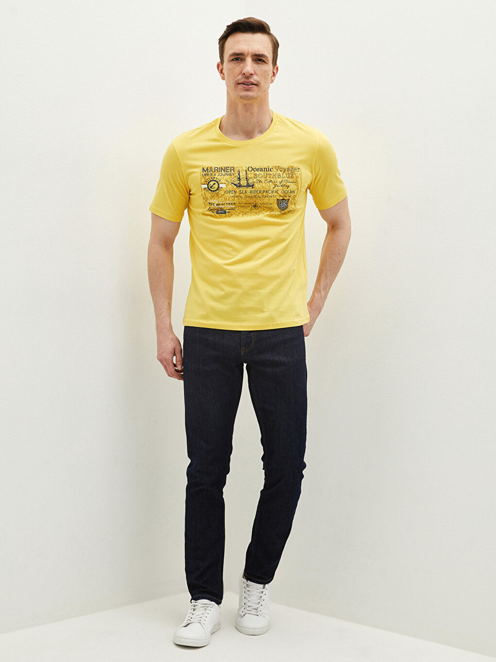 LC Waikiki Crew Neck Short Sleeve Printed Combed Cotton Men's T-shirt -S1DA31Z8-RPR