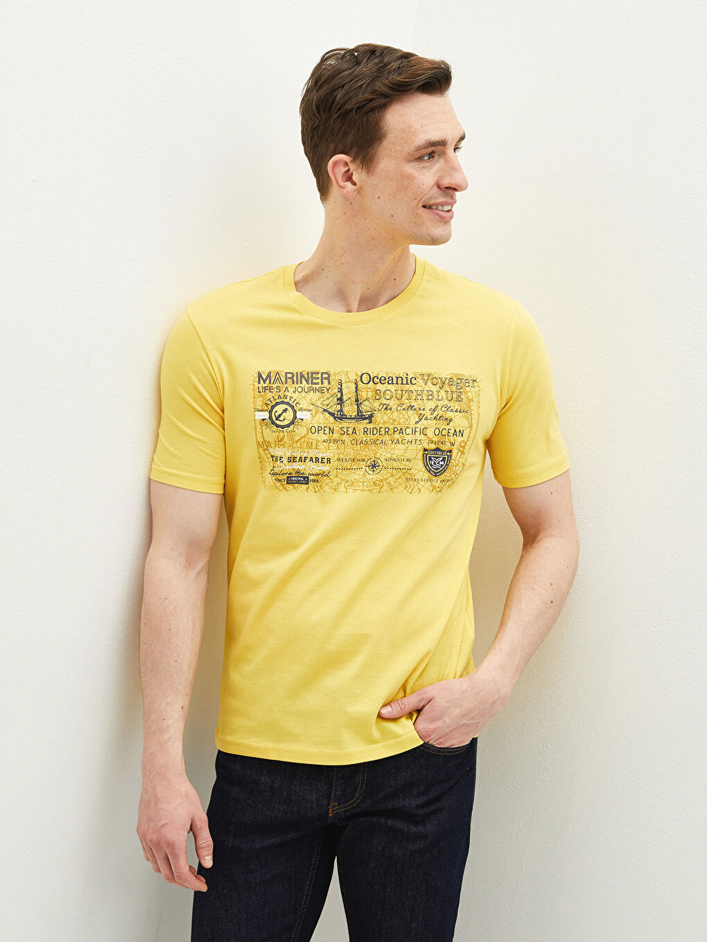 LC Waikiki Crew Neck Short Sleeve Printed Combed Cotton Men's T-shirt -S1DA31Z8-RPR