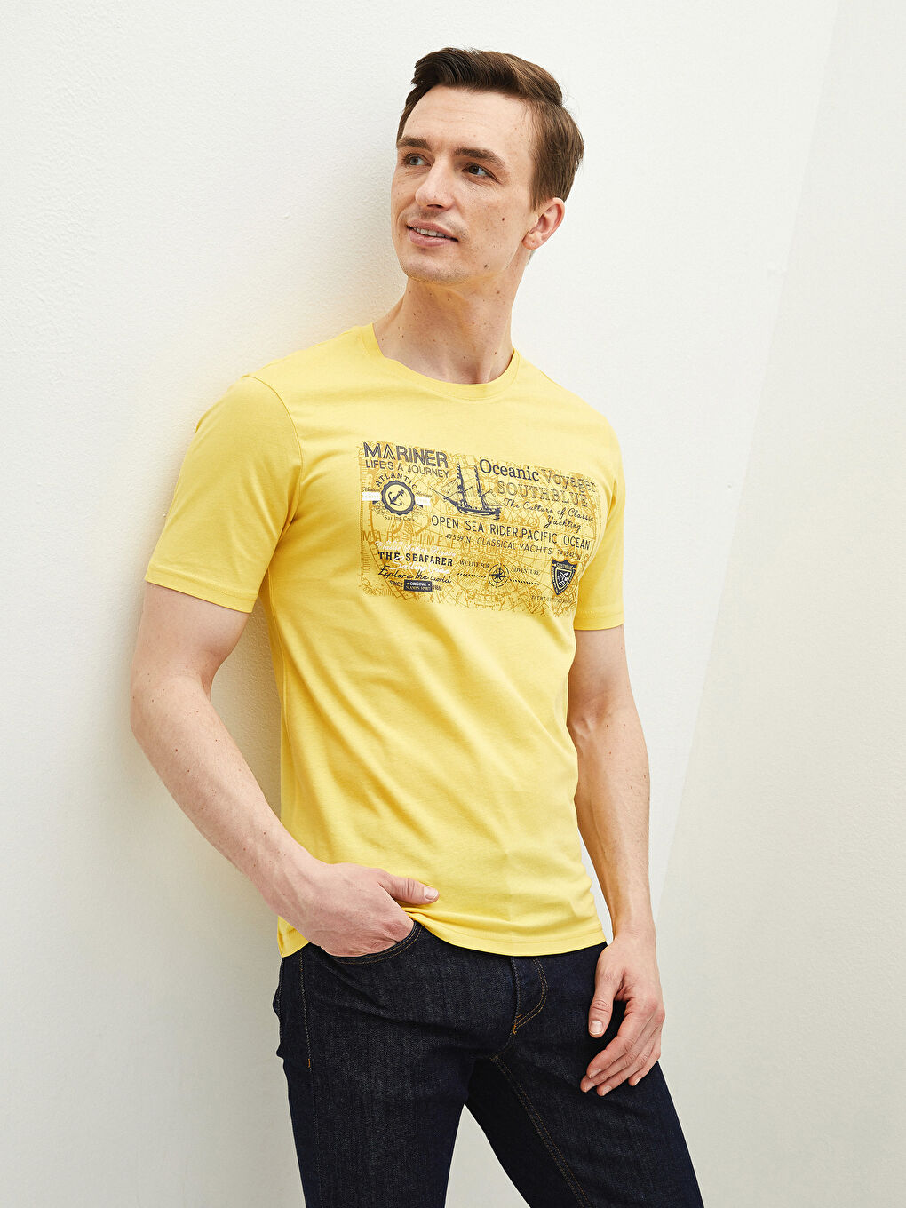 LC Waikiki Crew Neck Short Sleeve Printed Combed Cotton Men's T-shirt -S1DA31Z8-RPR