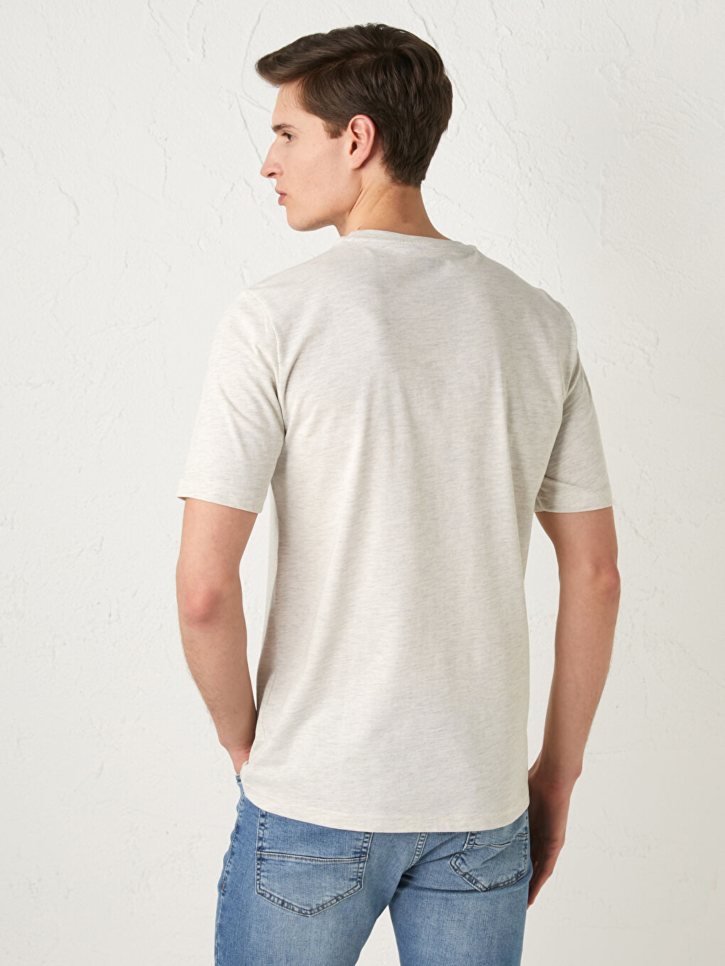 Crew Neck Short Sleeve Printed Combed Cotton Men's T-shirt-4