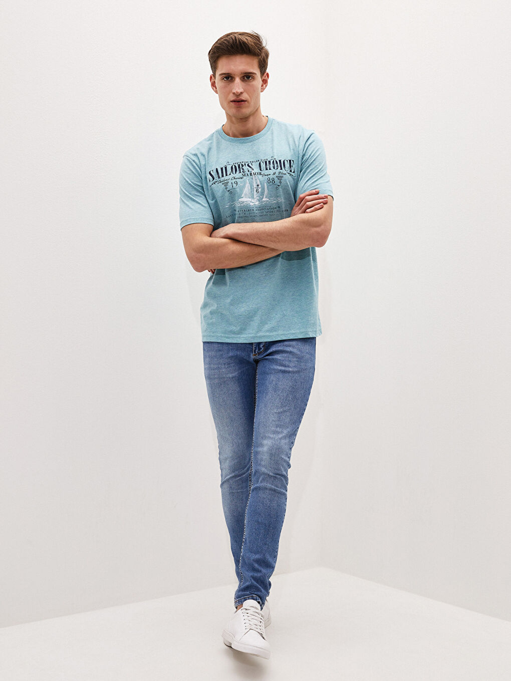 Crew Neck Short Sleeve Printed Combed Cotton Men's T-shirt-2