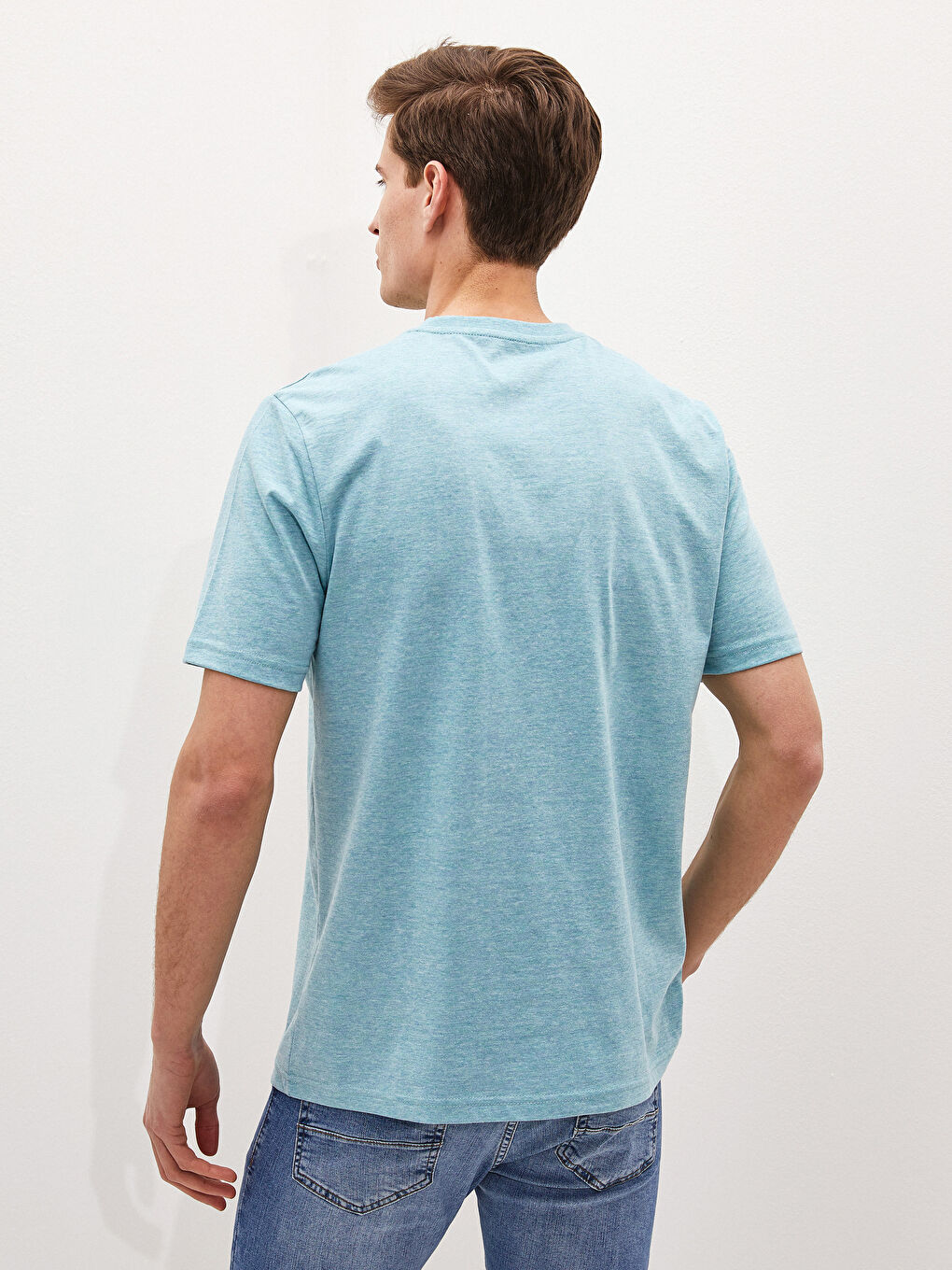 Crew Neck Short Sleeve Printed Combed Cotton Men's T-shirt-4