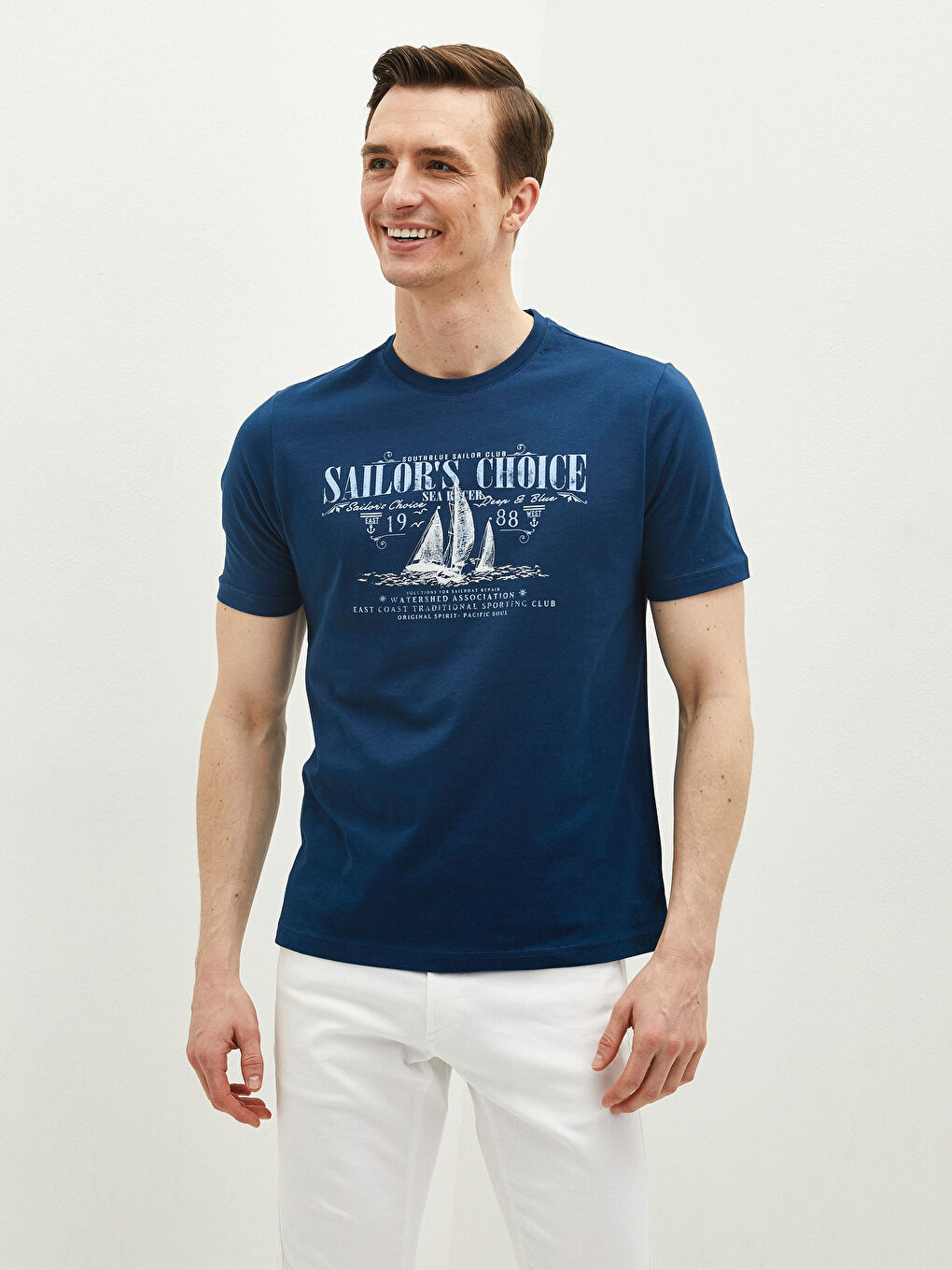LC Waikiki Crew Neck Short Sleeve Printed Combed Cotton Men's T-shirt -S1DA35Z8-EWU