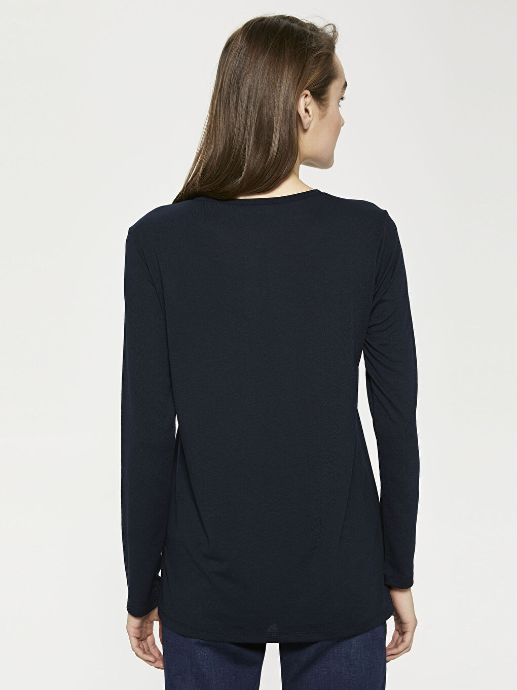 Crew Neck Printed Long Sleeve Women's T-Shirt-4