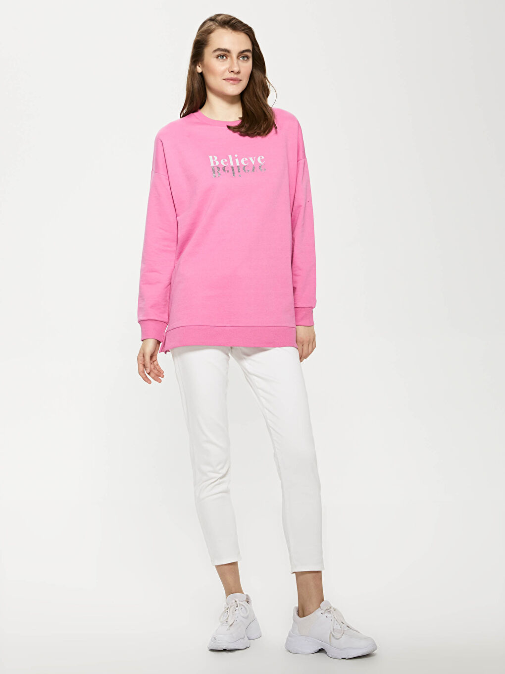 Crew Neck Printed Long Sleeve Women's Sweatshirt-3