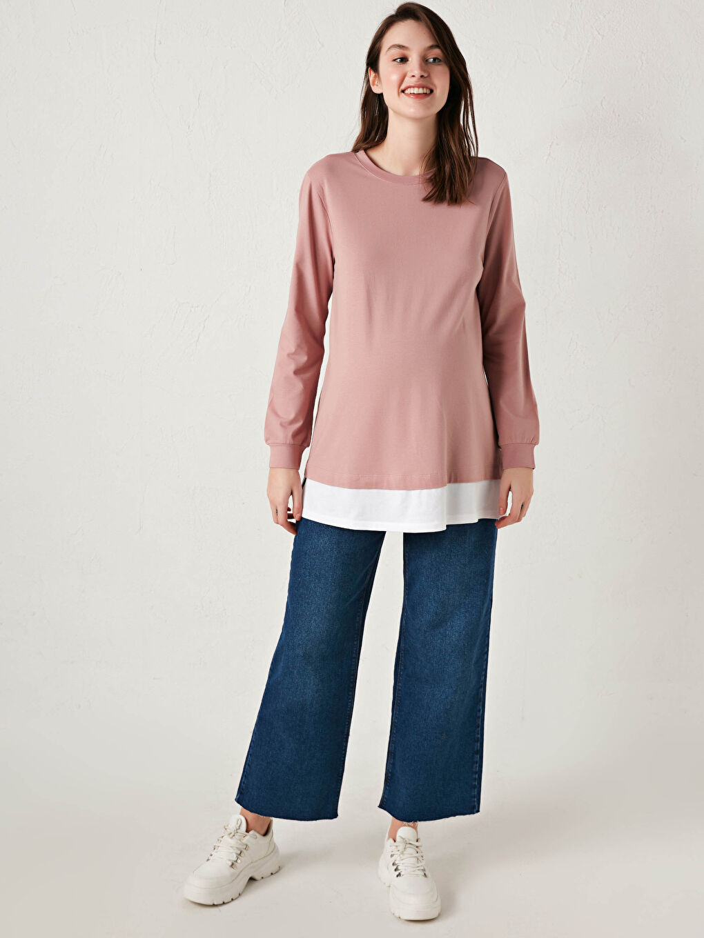 Crew Neck Regular Long Sleeve Maternity Tunic-1