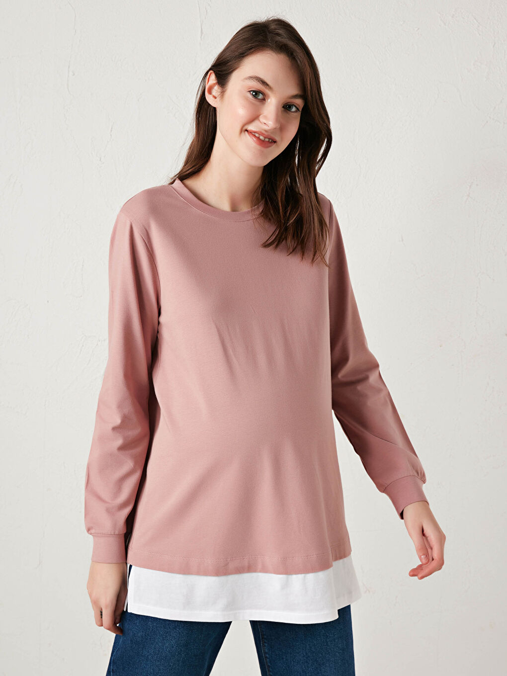Crew Neck Regular Long Sleeve Maternity Tunic-3