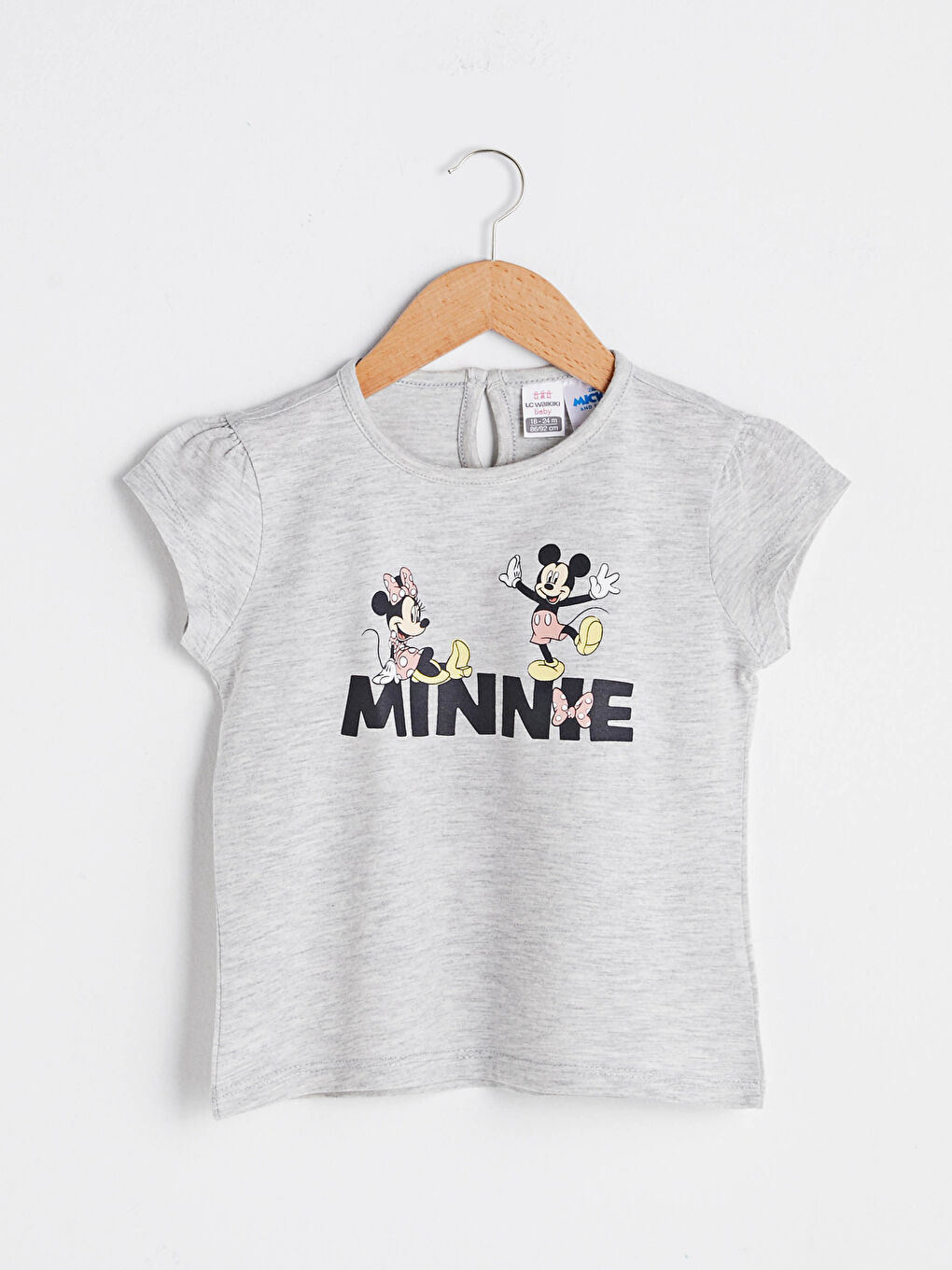 T-shirt Bébé Fille Imprimé Minnie et Mickey Mouse à Manches Courtes Col Rond
