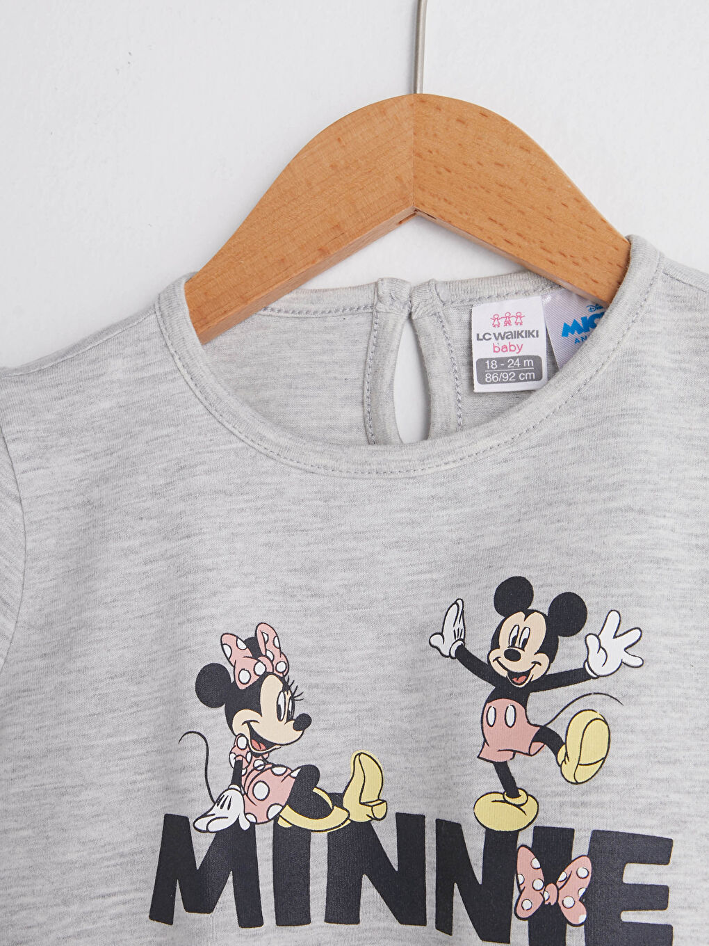 T-shirt Bébé Fille Imprimé Minnie et Mickey Mouse à Manches Courtes Col Rond-2