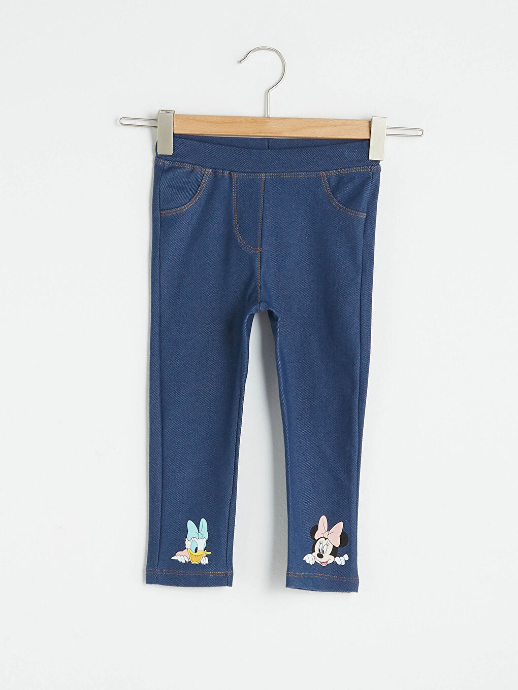 İndigo Jean Görünümlü Disney Baskılı Kız Bebek Uzun Tayt