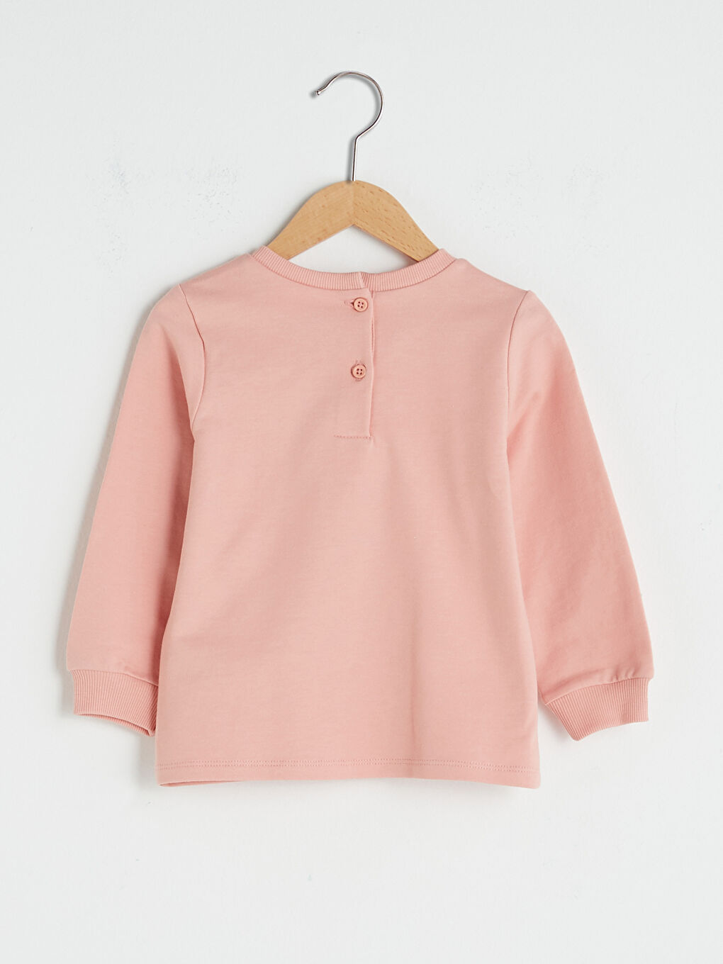 Pembe Bisiklet Yaka Uzun Kol Bambi Baskılı Kız Bebek Sweatshirt-1