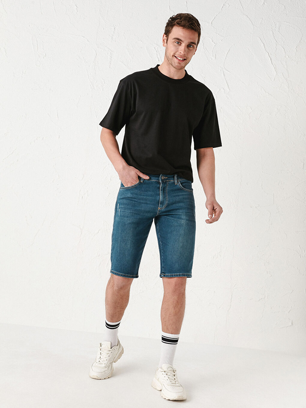 Yeşil Standart Kalıp Erkek Jean Şort