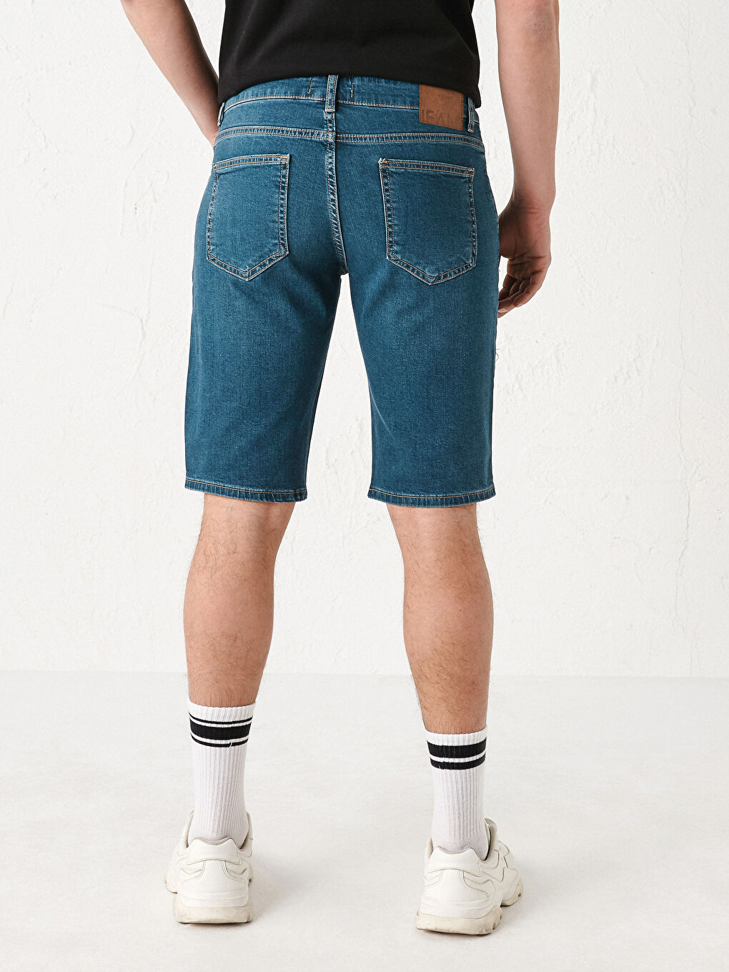 Yeşil Standart Kalıp Erkek Jean Şort-3