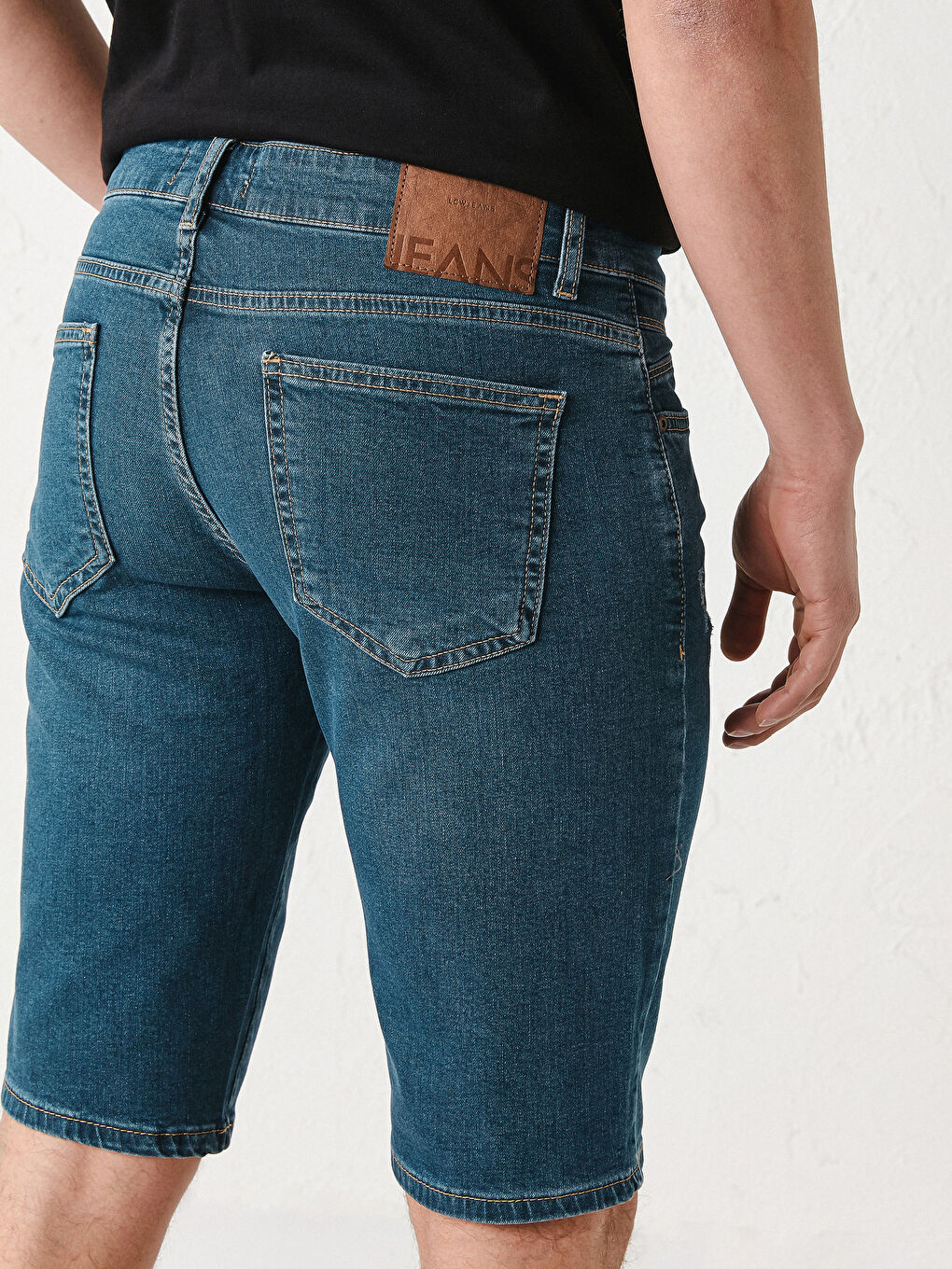 Yeşil Standart Kalıp Erkek Jean Şort-4