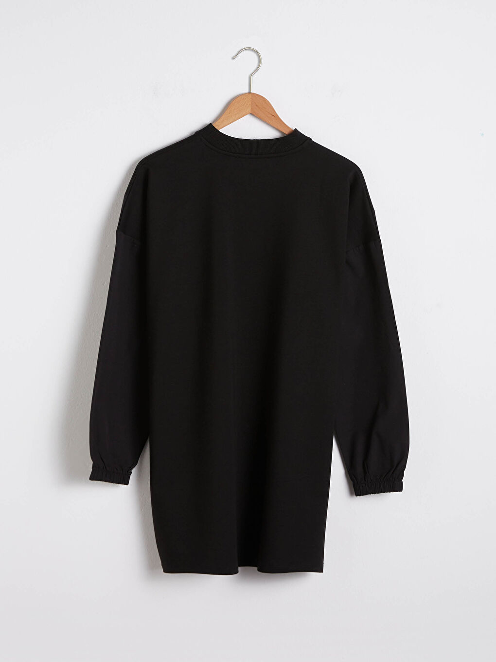 Siyah Bisiklet Yaka Oversize Kadın Sweatshirt Tunik-6