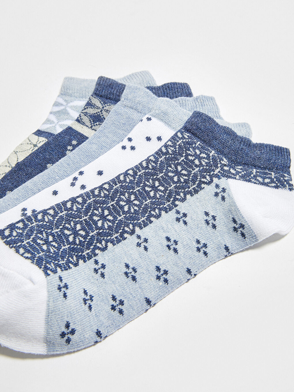 Mavi Desenli Kadın Patik Çorap 5 'li-2
