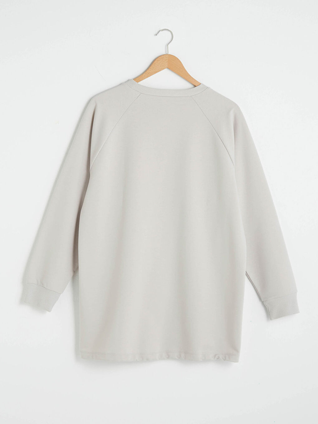 Gri Bisiklet Yaka Reflektör Baskılı Uzun Kollu Kadın Sweatshirt Tunik-11