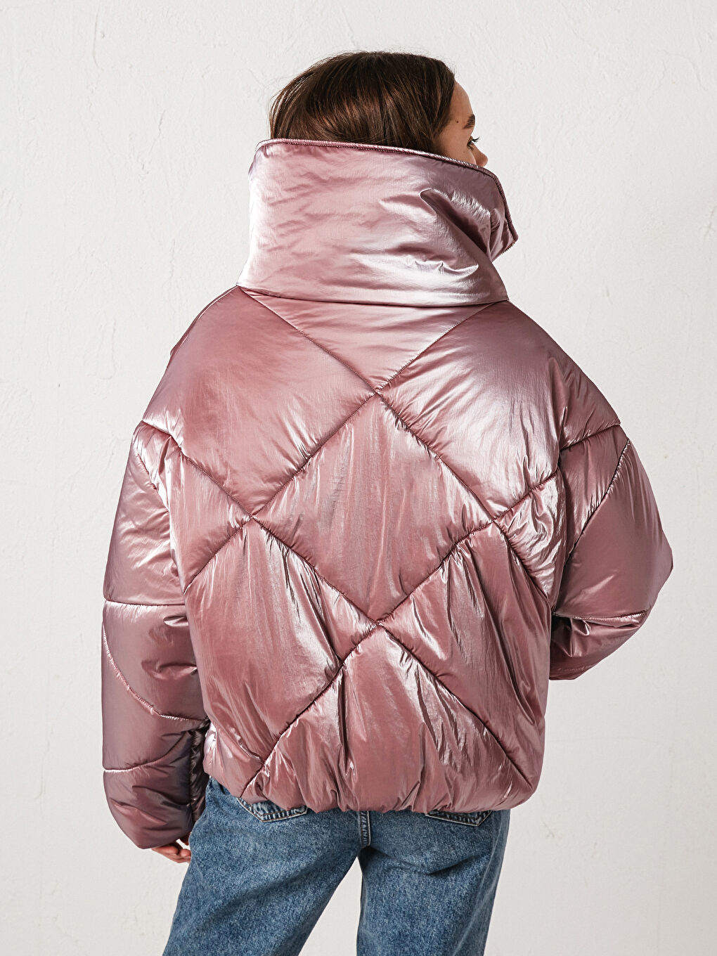 LC Waikiki Long Sleeve Thick Women's Inflatable Coat with Upright Collar Zipper -S1DC85Z8-MWY