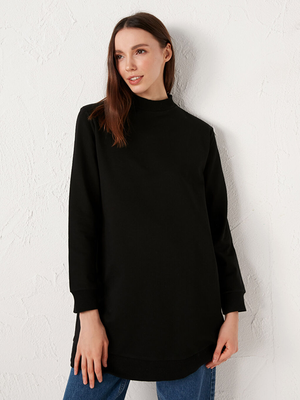 Neckband Cotton Women's Sweatshirt Tunic -S1DD19Z8-CVL