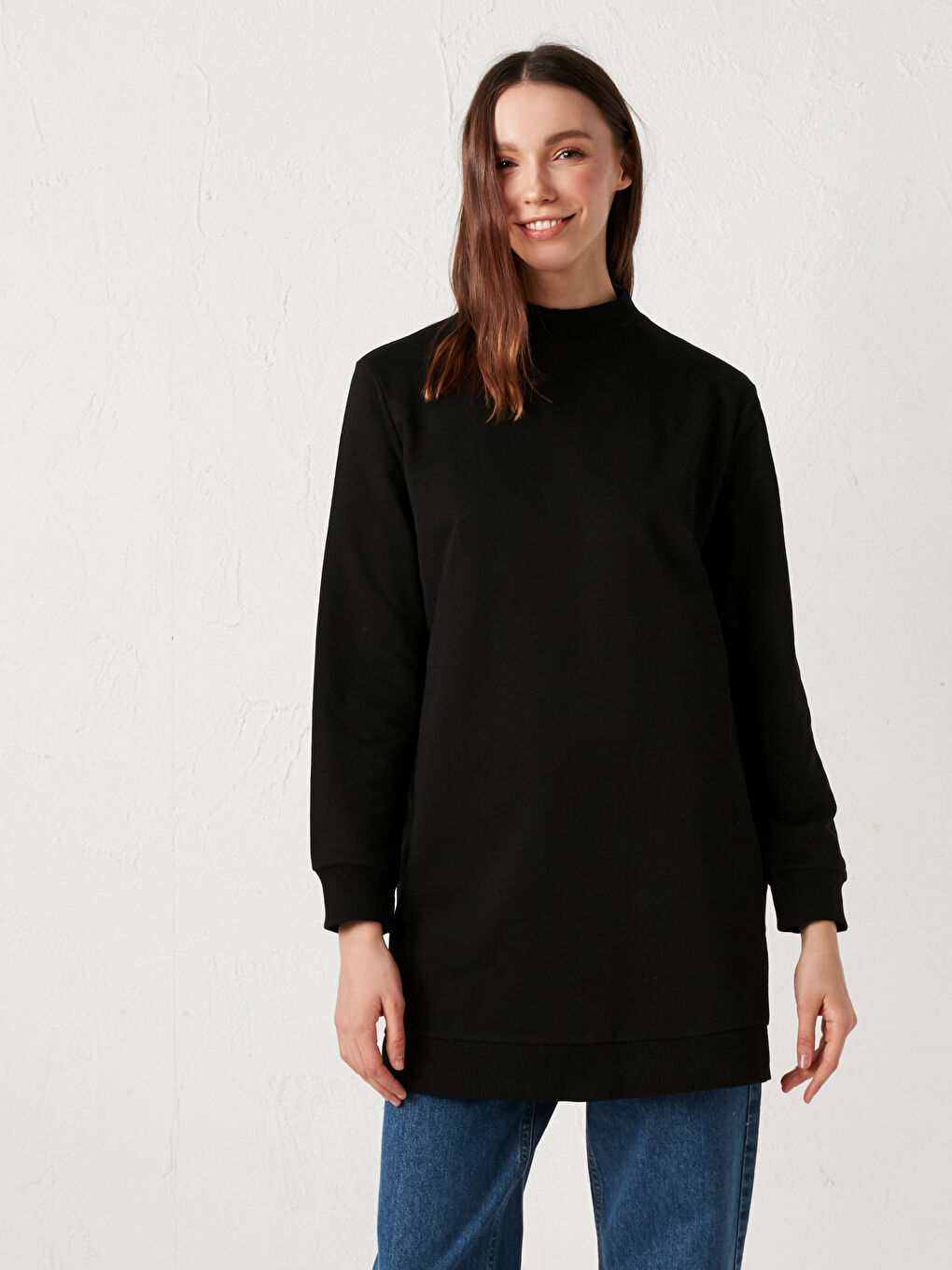 Neckband Cotton Women's Sweatshirt Tunic -S1DD19Z8-CVL