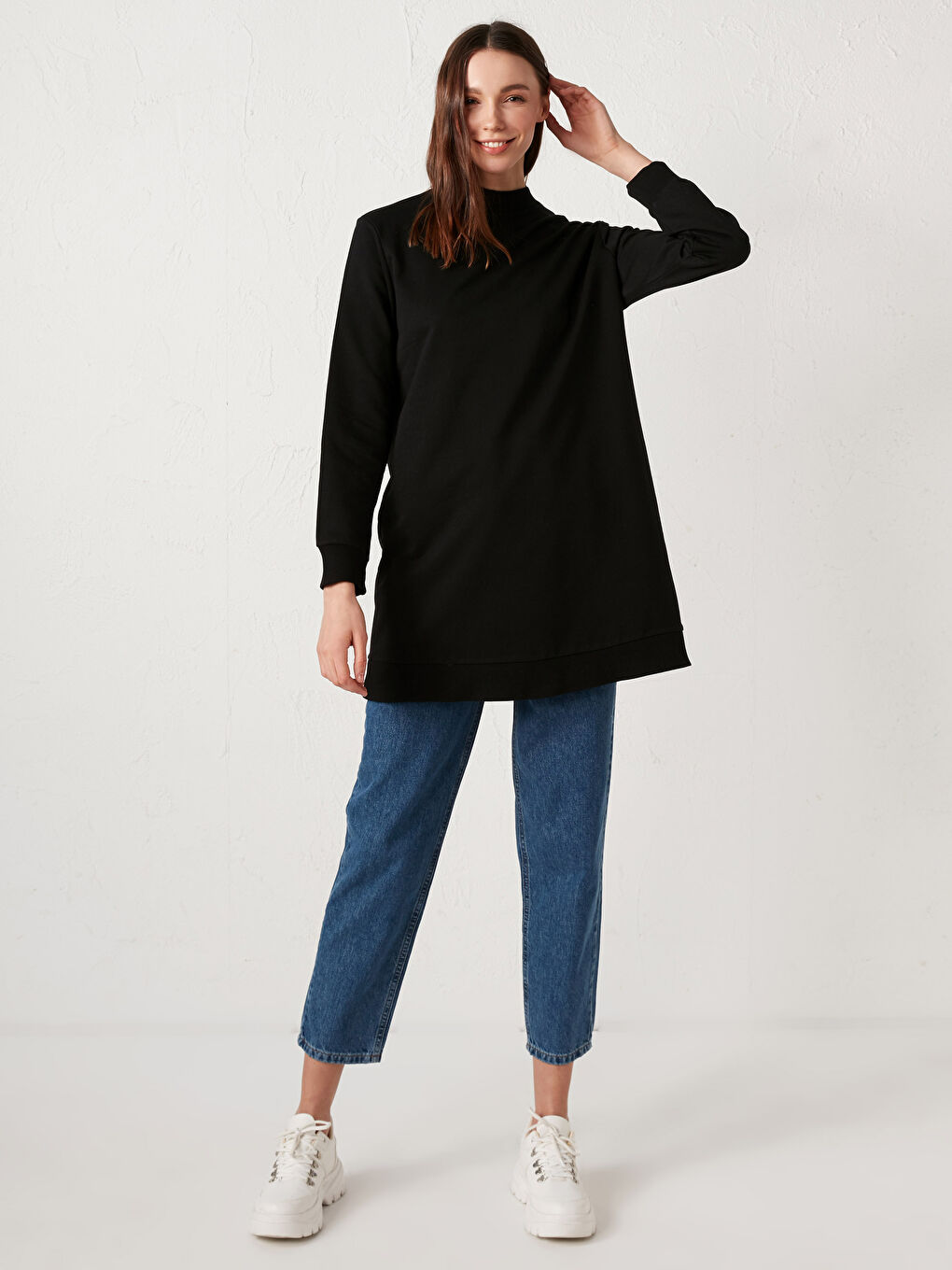 Neckband Cotton Women's Sweatshirt Tunic -S1DD19Z8-CVL