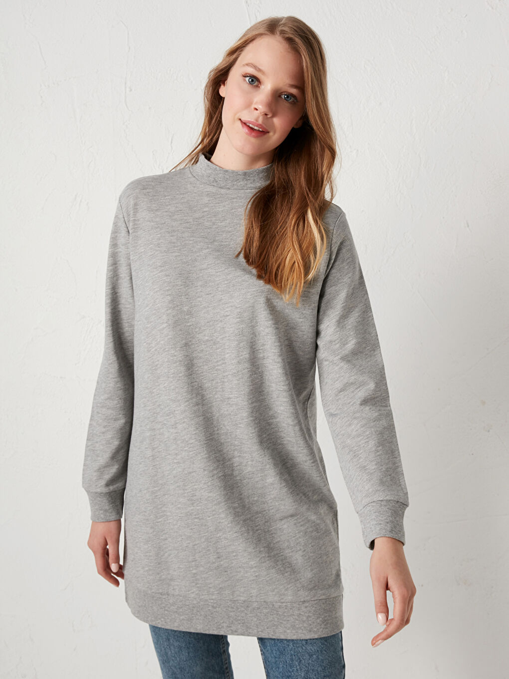 Neckband Cotton Women's Sweatshirt Tunic-1