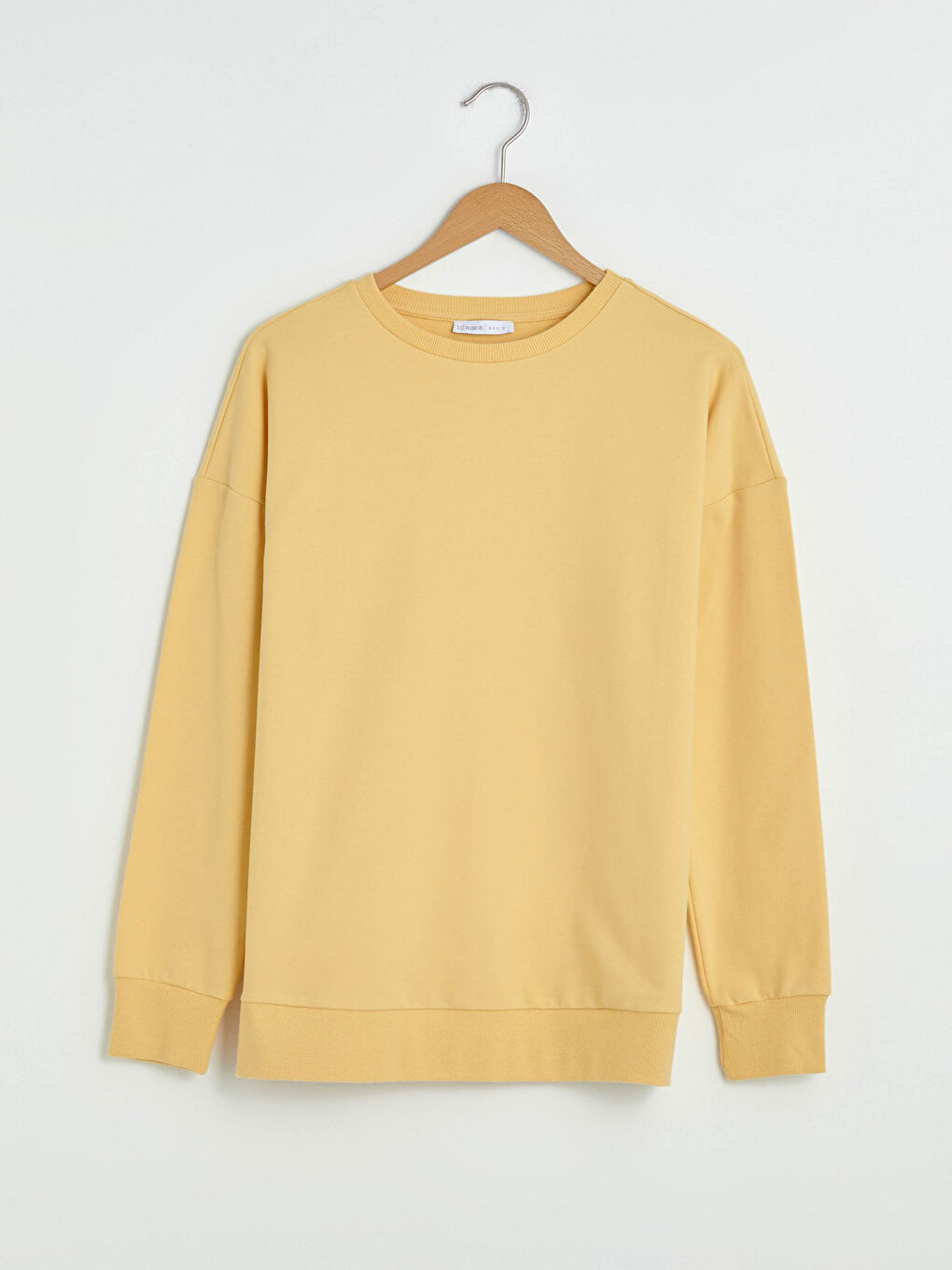 Turuncu Bisiklet Yaka Basic Uzun Kollu Pamuklu Kadın Sweatshirt-7