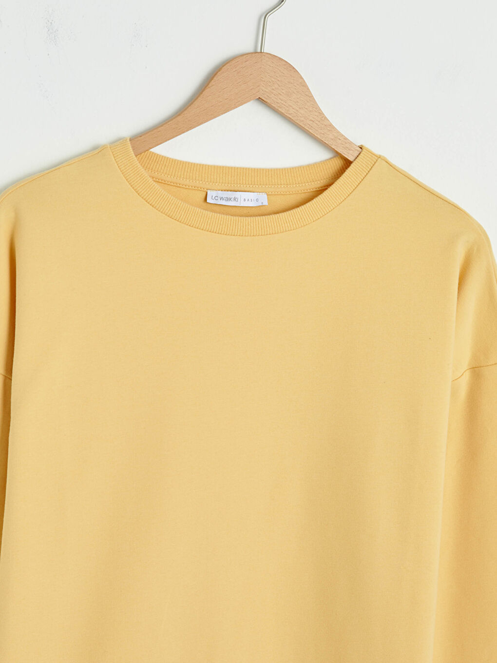 Turuncu Bisiklet Yaka Basic Uzun Kollu Pamuklu Kadın Sweatshirt-8