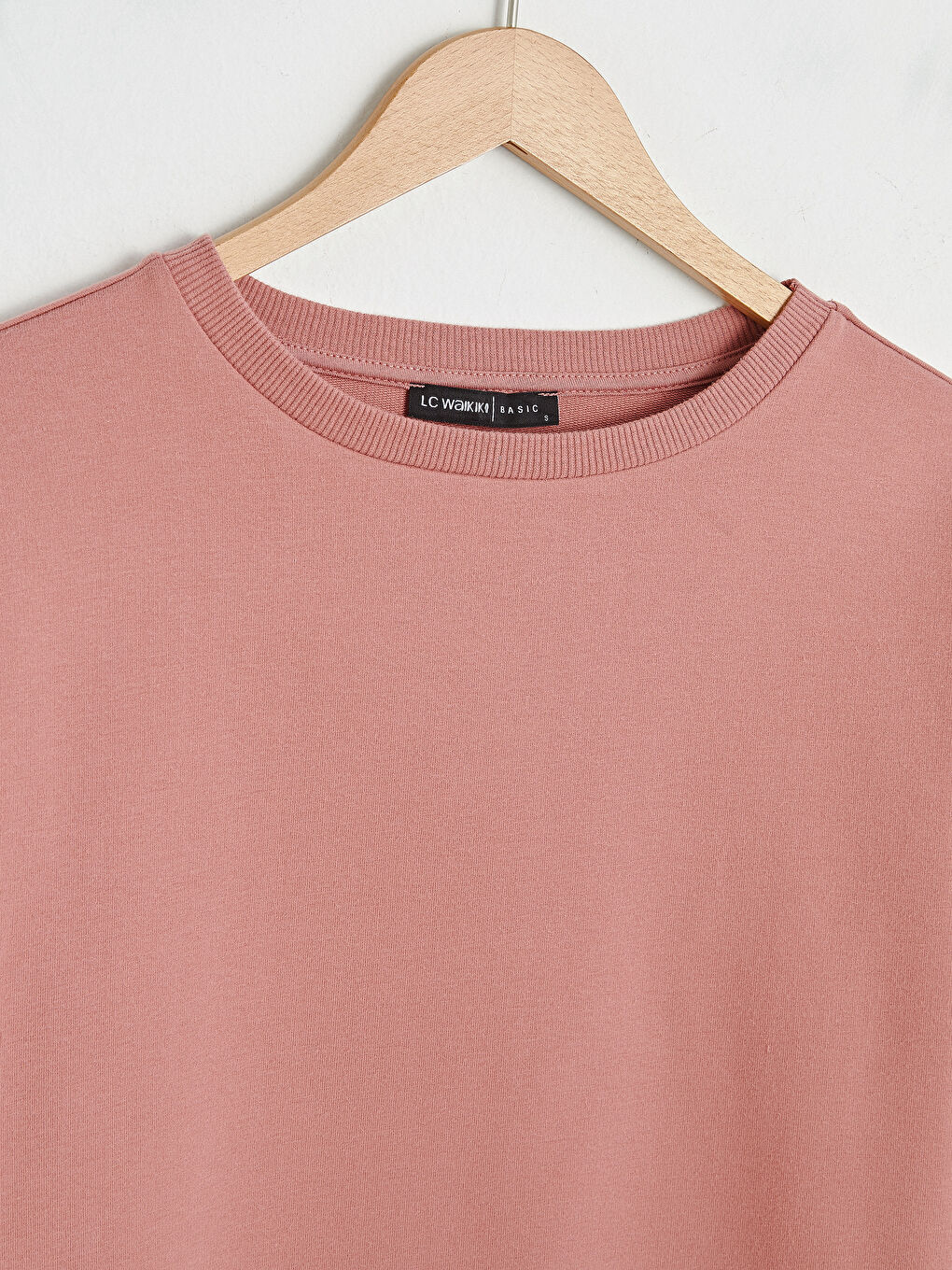 Pembe Bisiklet Yaka Basic Uzun Kollu Pamuklu Kadın Sweatshirt-17