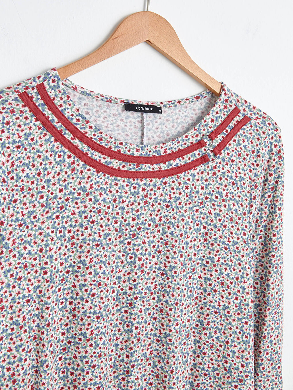 Kahverengi Bisiklet Yaka Çiçek Desenli Kısa Kollu Viskon Kadın Elbise-7