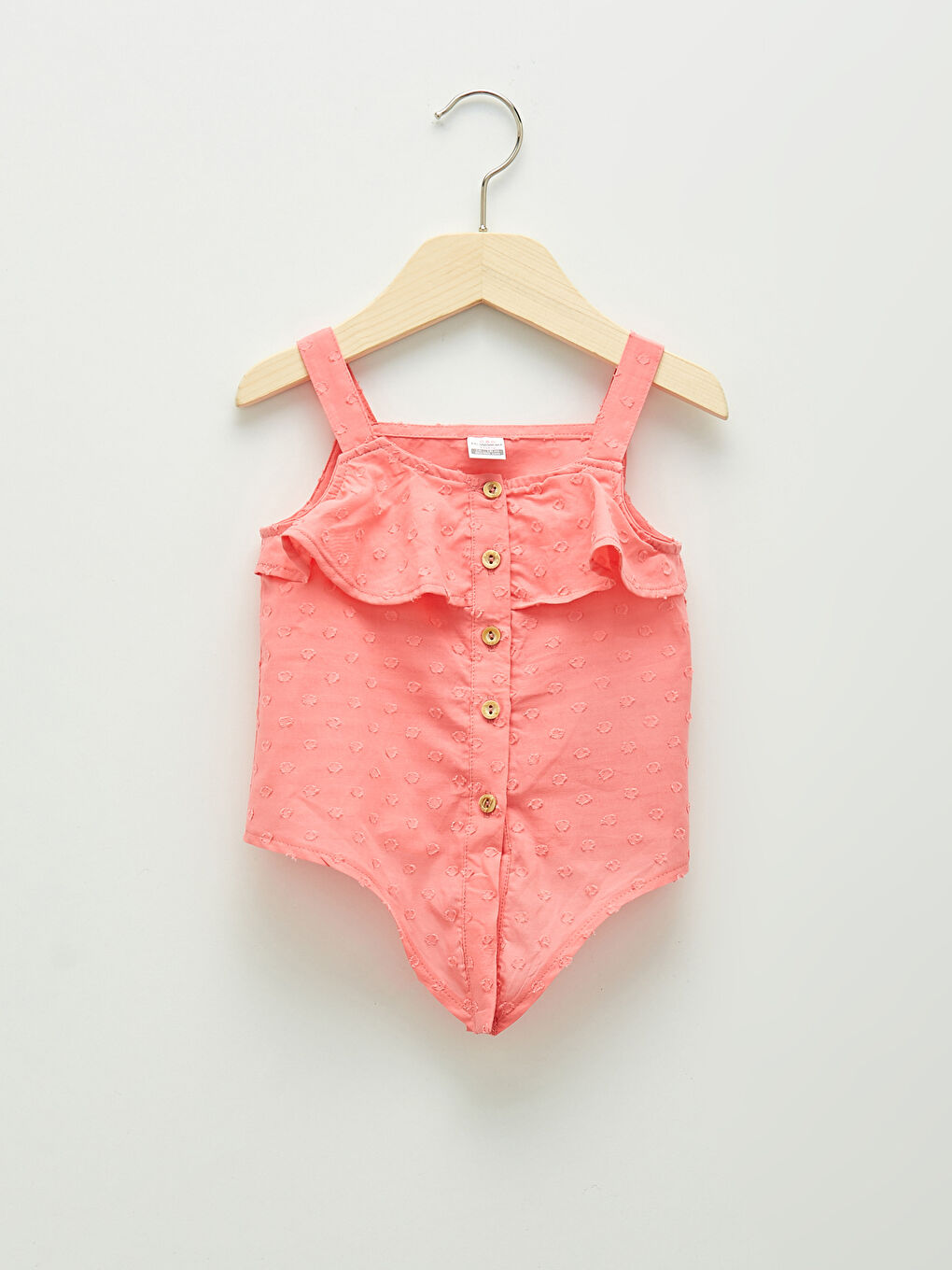 Pembe Kare Yaka Askılı Kız Bebek Gömlek-3