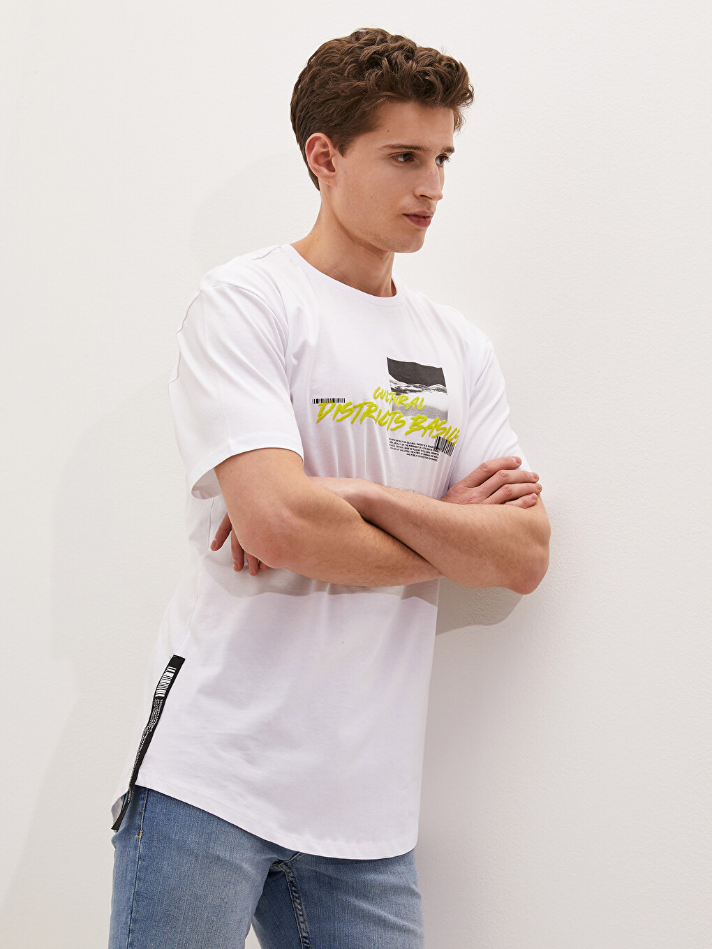 Crew Neck Short Sleeve Printed Combed Cotton Men's T-shirt