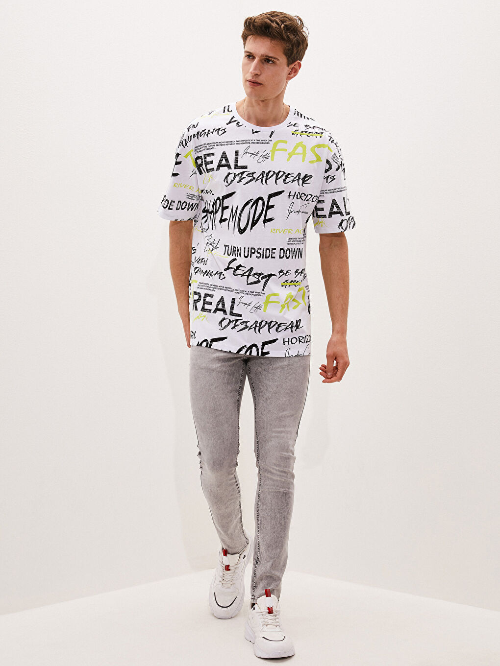 Crew Neck Short Sleeve Printed Combed Cotton Men's T-shirt-1