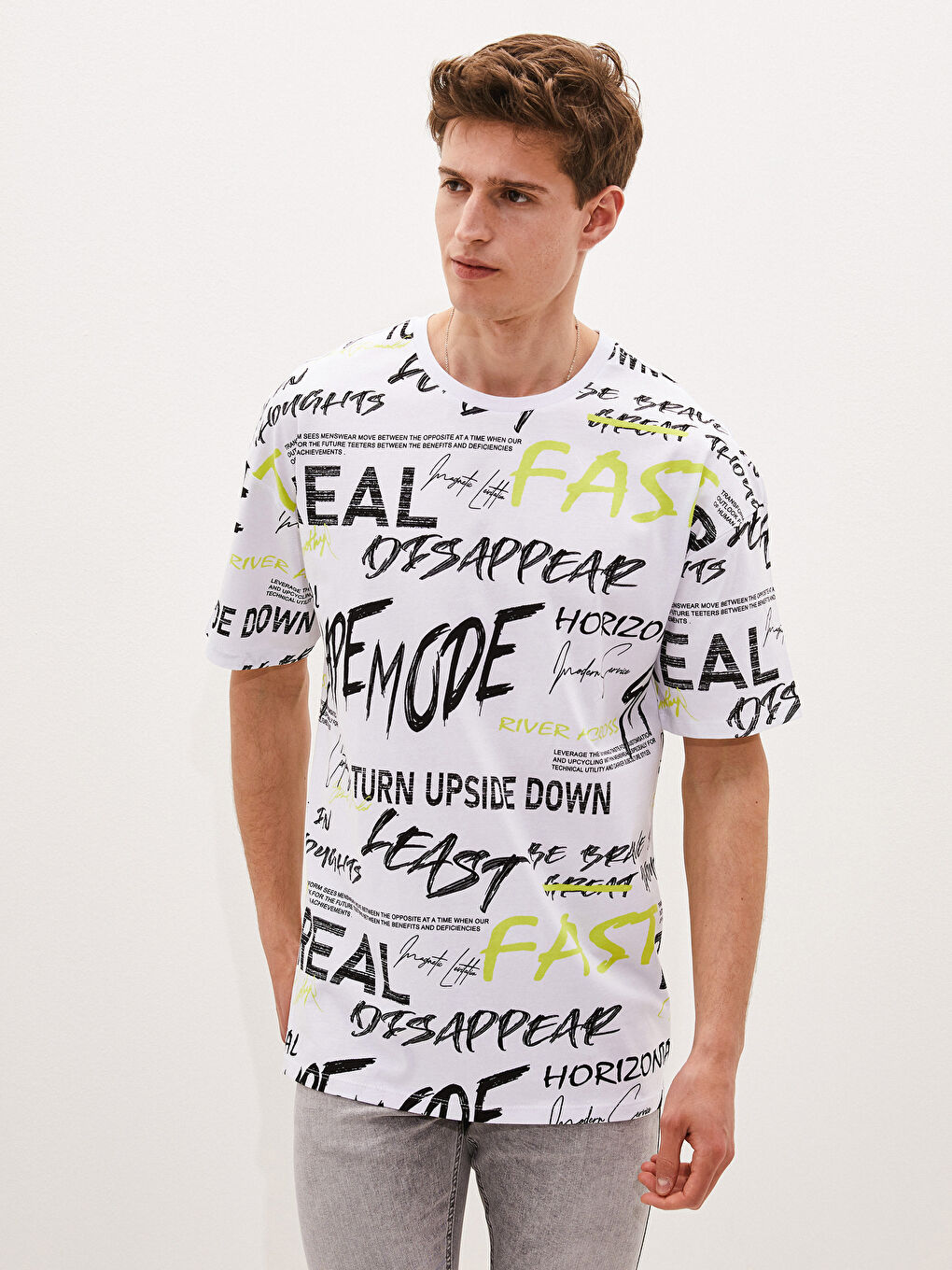 Crew Neck Short Sleeve Printed Combed Cotton Men's T-shirt-3