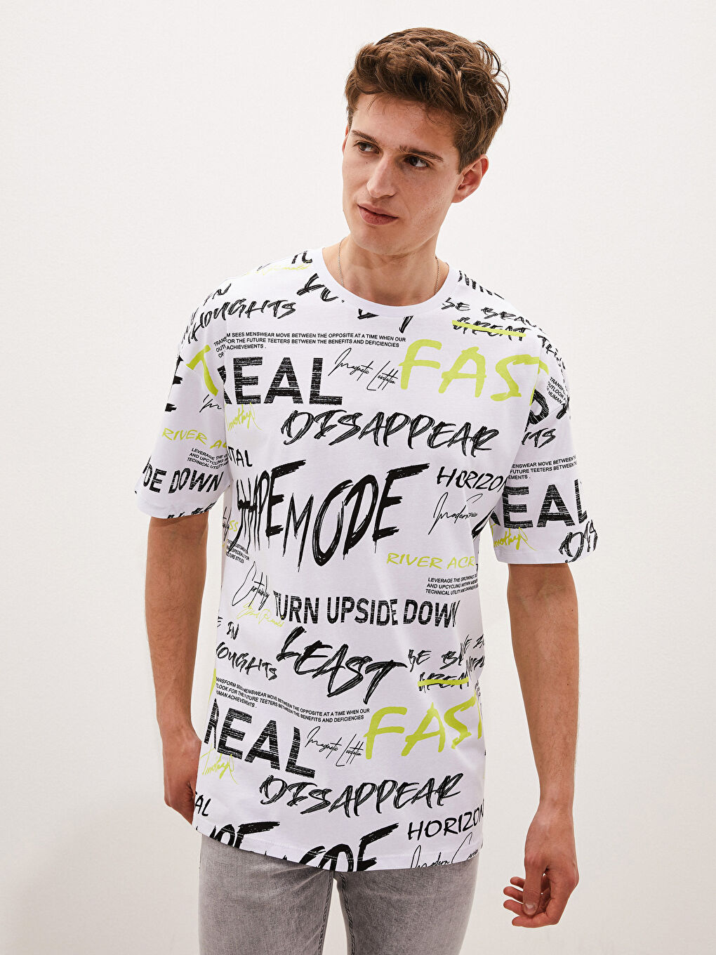 Crew Neck Short Sleeve Printed Combed Cotton Men's T-shirt