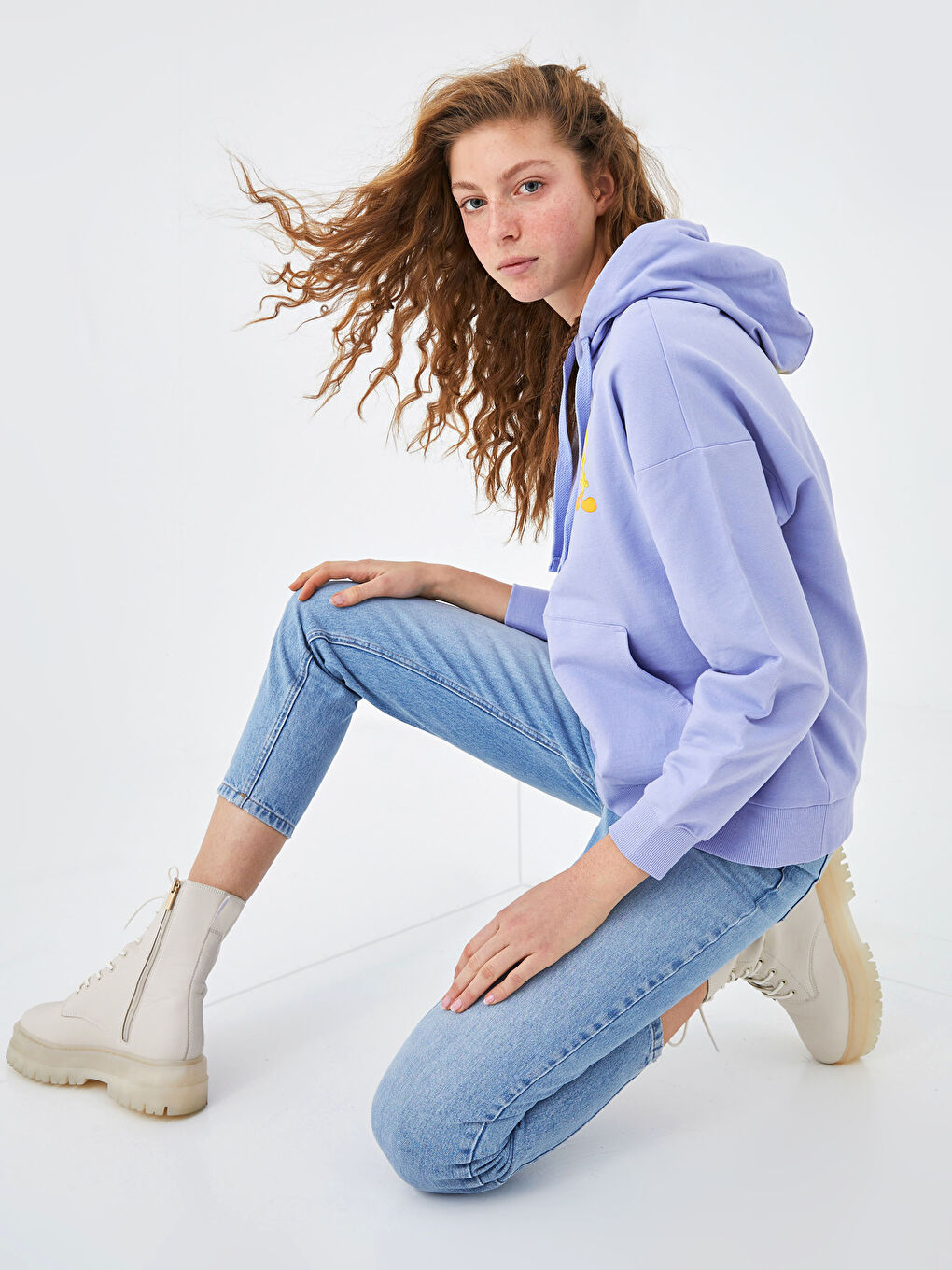 XSIDE Lila Tweety Baskılı Uzun Kollu Kadın Hoodie - 1