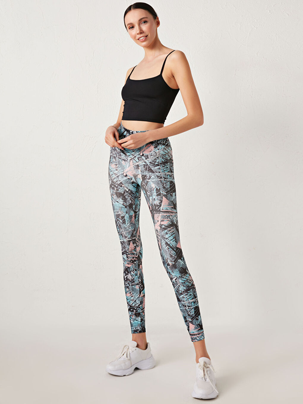 Yeşil Desenli Kadın Spor Tayt