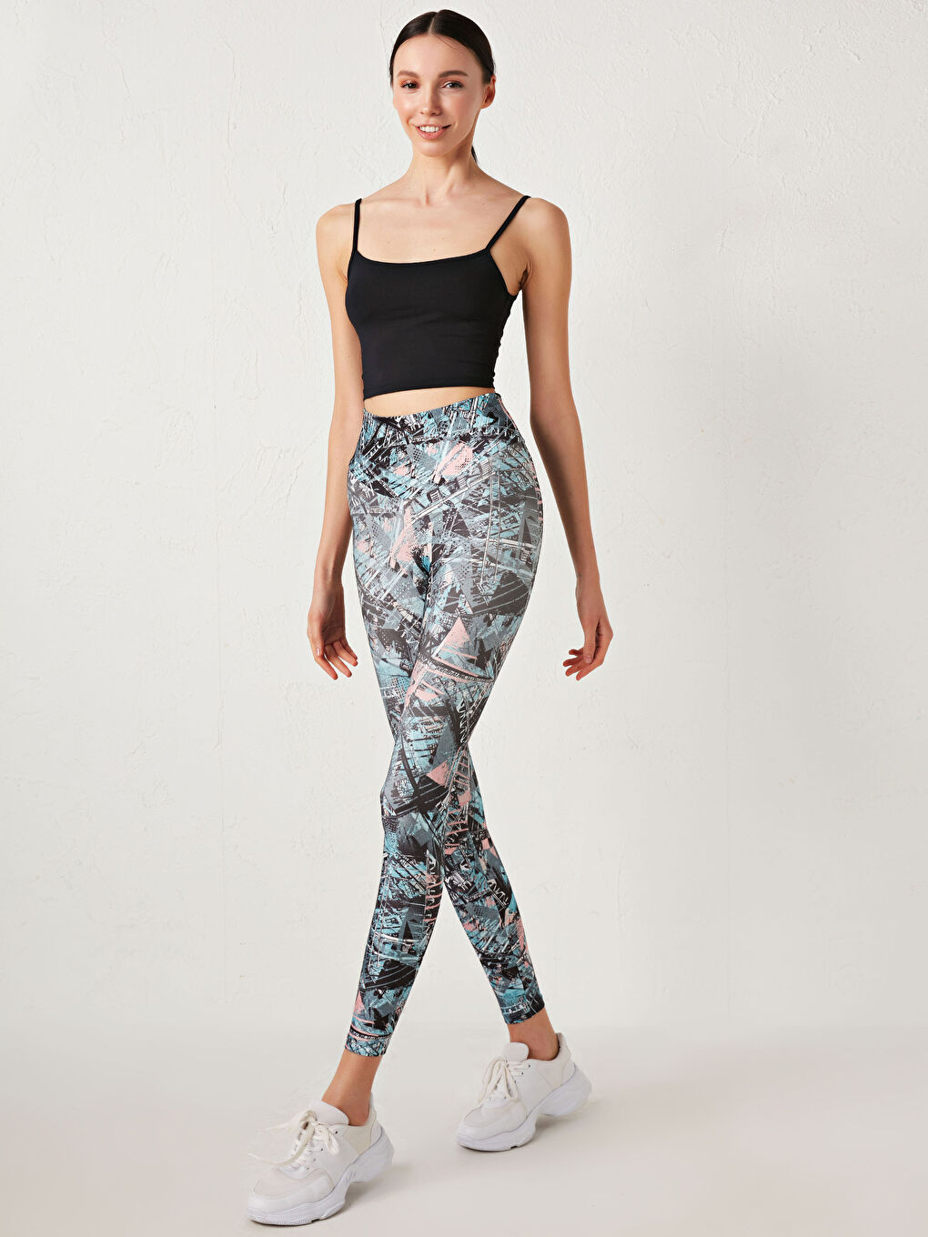 Yeşil Desenli Kadın Spor Tayt-1