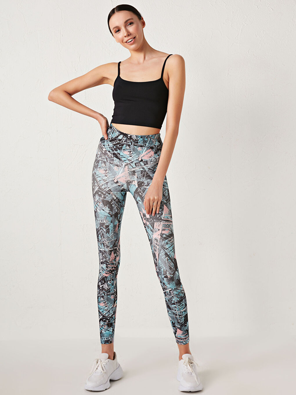 Yeşil Desenli Kadın Spor Tayt-2