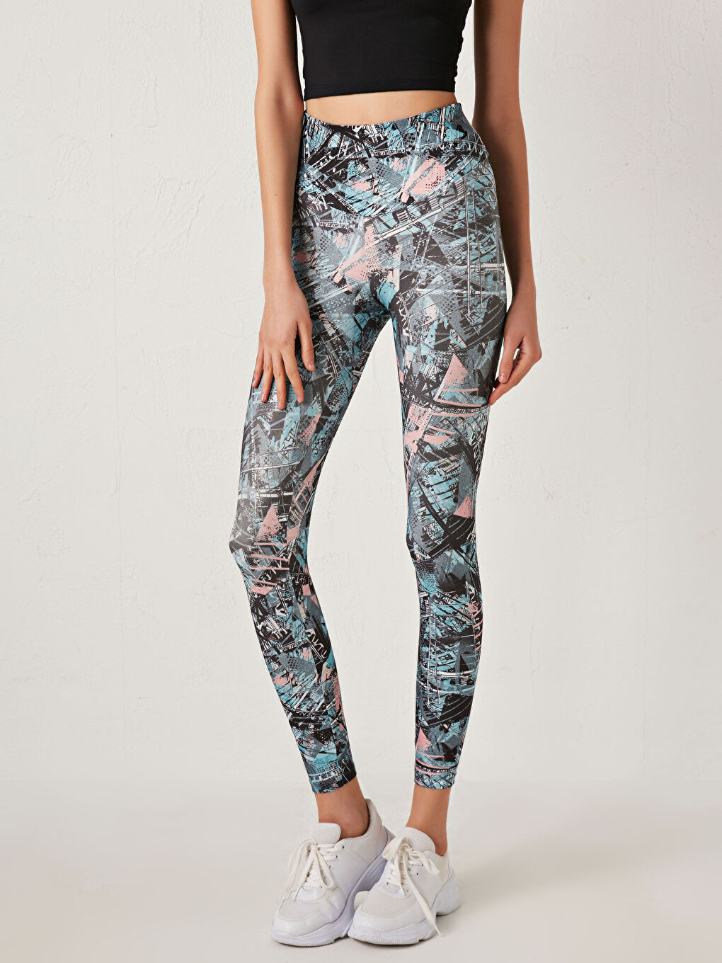 Yeşil Desenli Kadın Spor Tayt-3