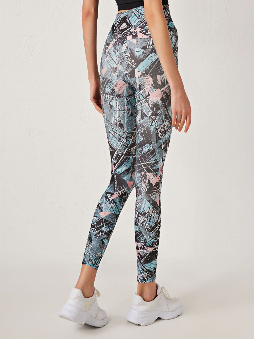 Yeşil Desenli Kadın Spor Tayt-4