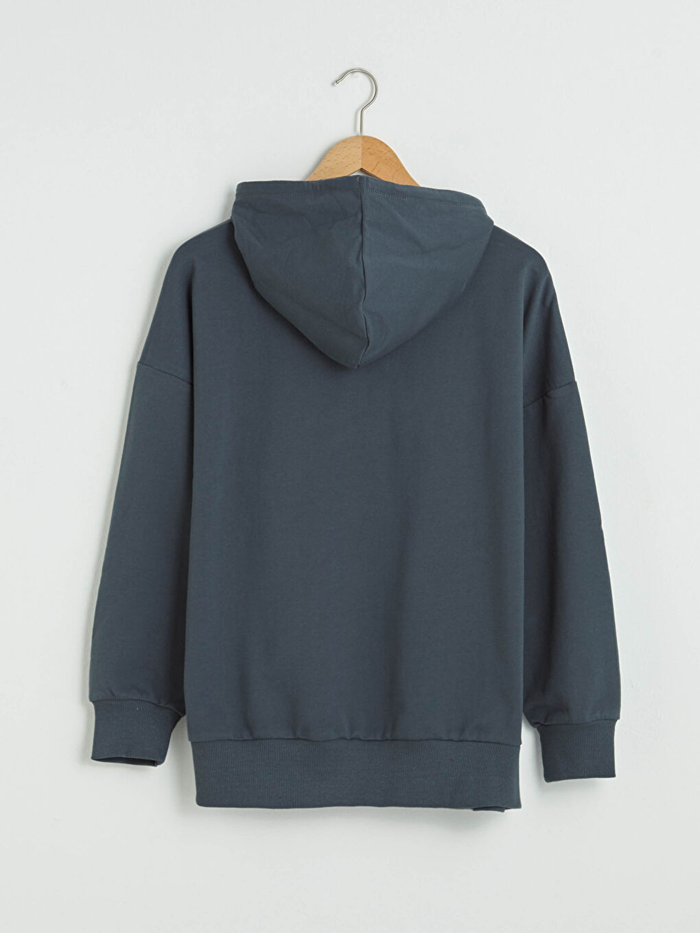 Antrasit Mickey Mouse Baskılı Uzun Kollu Oversize Kadın Hoodie-7