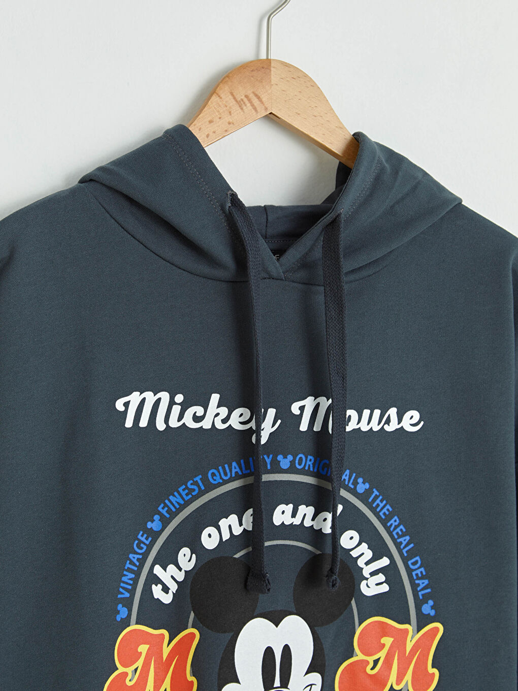 Antrasit Mickey Mouse Baskılı Uzun Kollu Oversize Kadın Hoodie-8