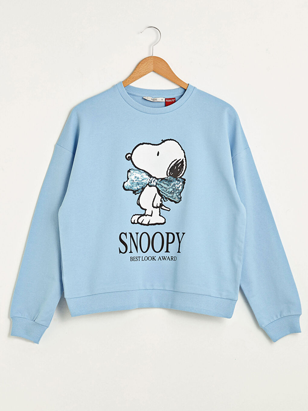 XSIDE Mavi Bisiklet Yaka Snoopy Baskılı Uzun Kollu Kadın  Sweatshirt - 4