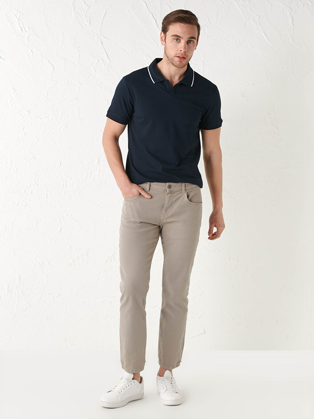 Lacivert Polo Yaka Kısa Kollu Erkek Tişört-3