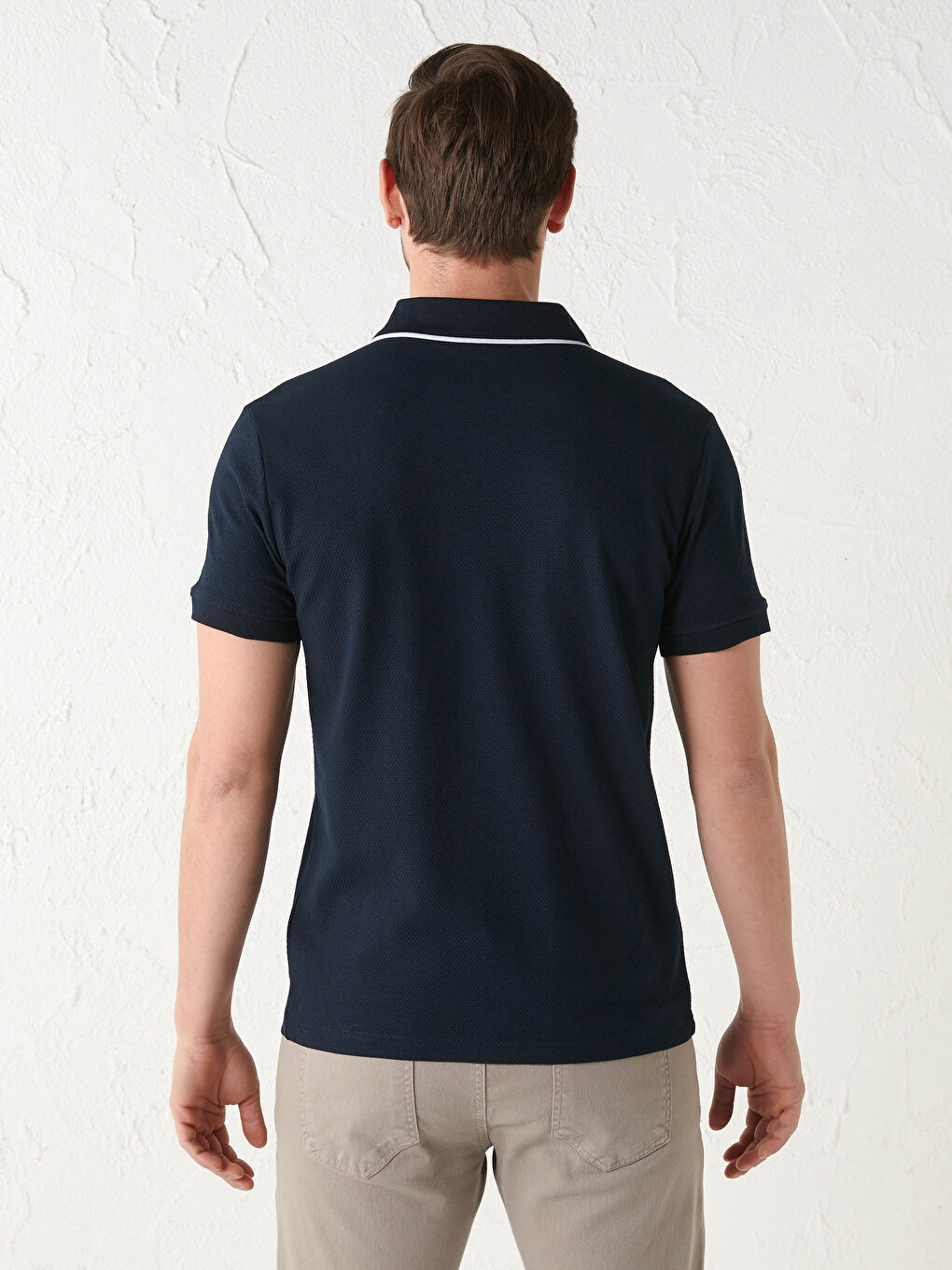 Lacivert Polo Yaka Kısa Kollu Erkek Tişört-4