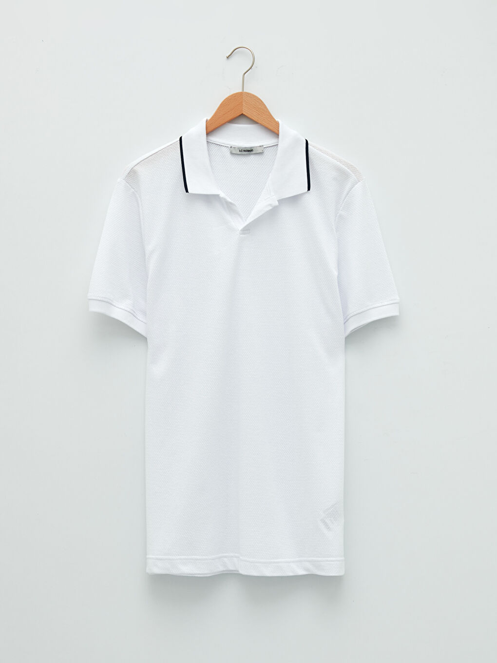Beyaz Polo Yaka Kısa Kollu Erkek Tişört-5