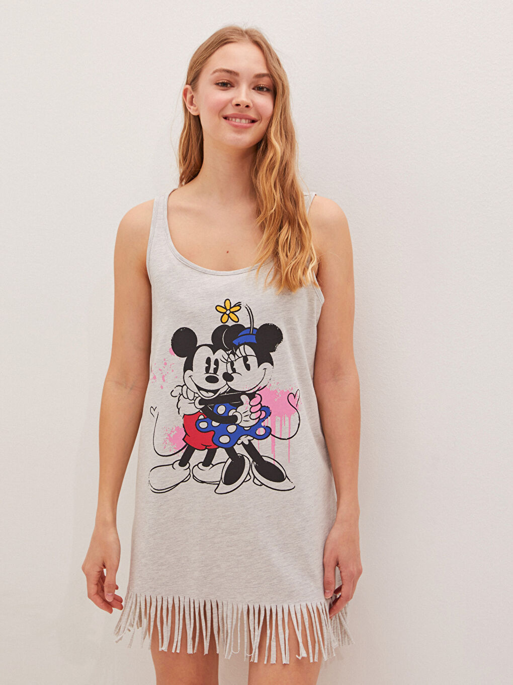 Robe de Plage Imprimée Minnie Mouse pour Femmes avec Bretelles à Col Rond-3