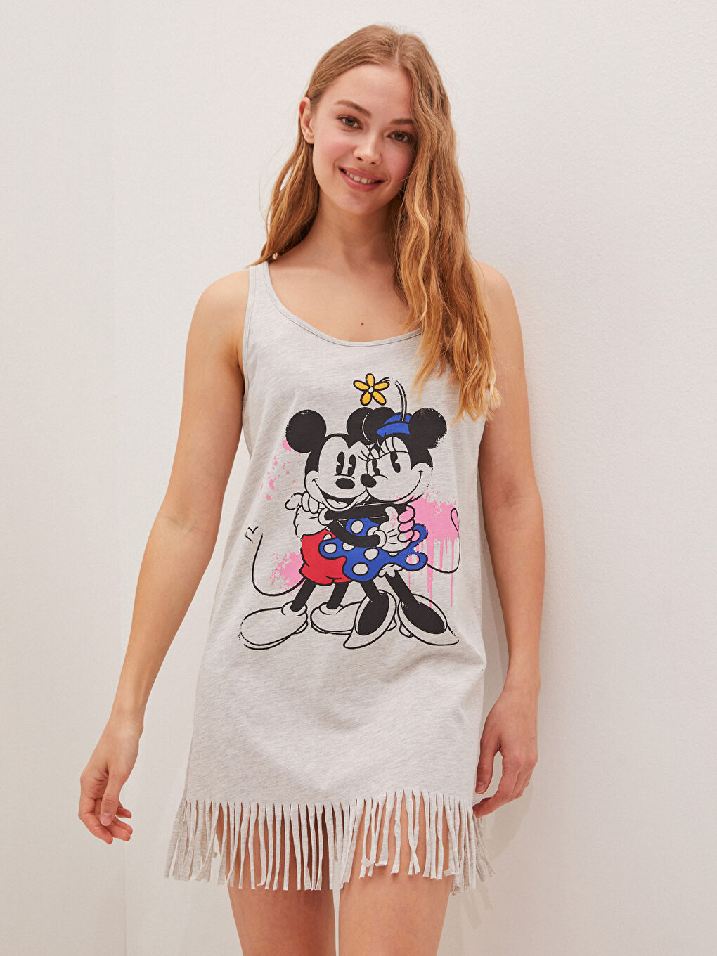 Robe de Plage Imprimée Minnie Mouse pour Femmes avec Bretelles à Col Rond-4